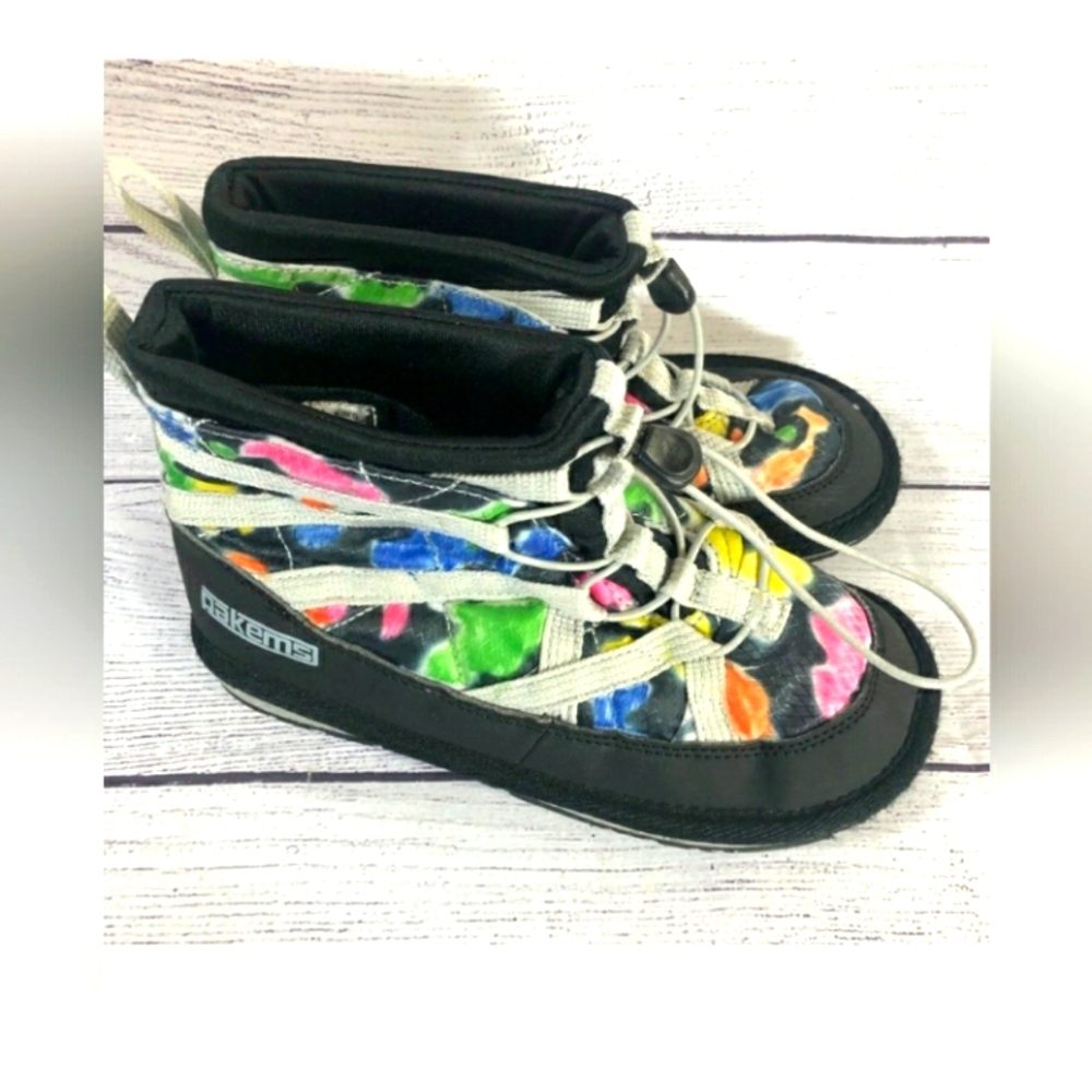 Packems size  3 winter snow boots packable black & grey  colorful